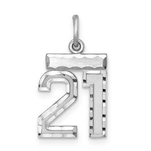 Sterling Silver, Varsity Collection, Small D/C Pendant, Number 21